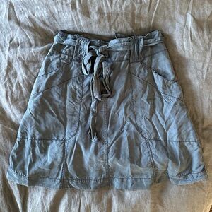Anthropologie blue cargo skirt with tie belt